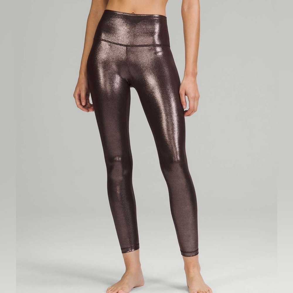 Lululemon Align High-Rise Pant 25" Shine Radiate Foil Print French Press size 4
